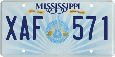 MS license plate XAF571