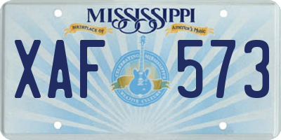 MS license plate XAF573