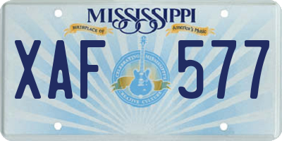 MS license plate XAF577