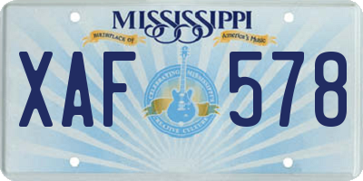MS license plate XAF578