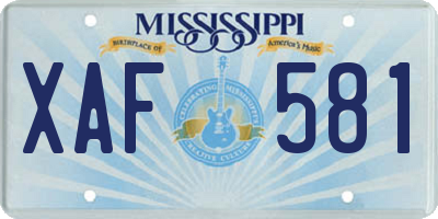 MS license plate XAF581