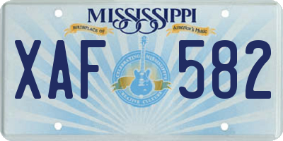 MS license plate XAF582
