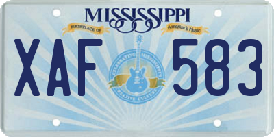 MS license plate XAF583