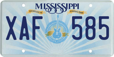 MS license plate XAF585