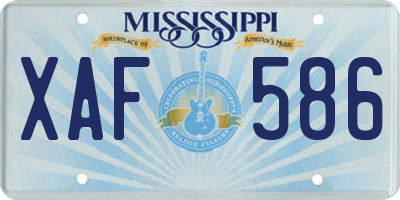 MS license plate XAF586