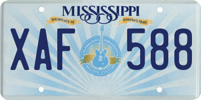 MS license plate XAF588