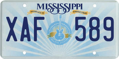 MS license plate XAF589