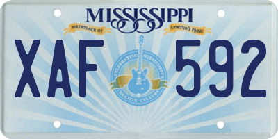 MS license plate XAF592