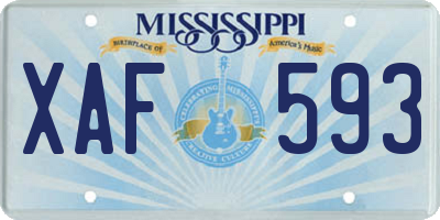 MS license plate XAF593