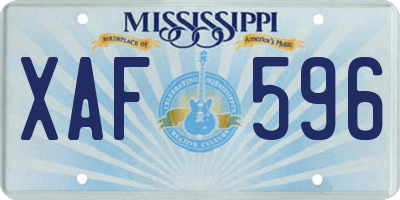 MS license plate XAF596