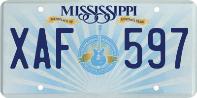 MS license plate XAF597