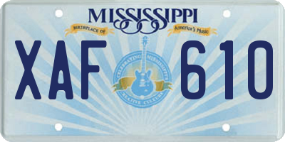 MS license plate XAF610
