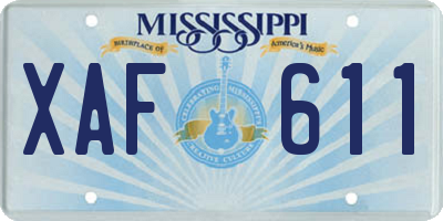 MS license plate XAF611