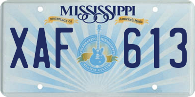 MS license plate XAF613