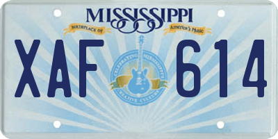 MS license plate XAF614