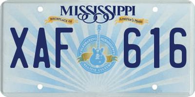 MS license plate XAF616