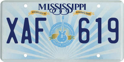 MS license plate XAF619