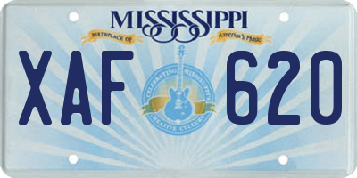 MS license plate XAF620