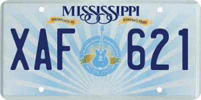 MS license plate XAF621