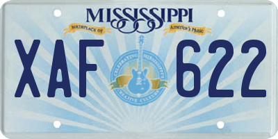 MS license plate XAF622