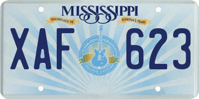 MS license plate XAF623