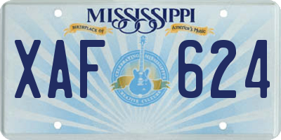 MS license plate XAF624