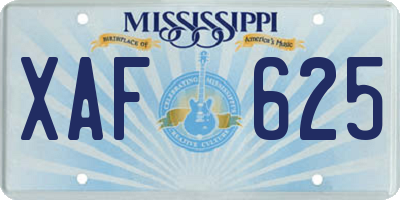 MS license plate XAF625
