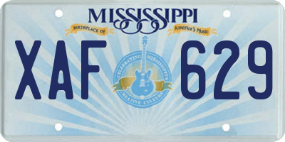 MS license plate XAF629