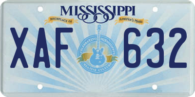 MS license plate XAF632
