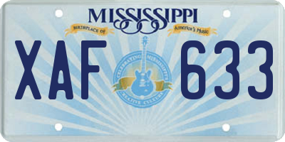 MS license plate XAF633