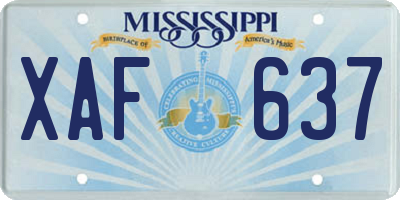 MS license plate XAF637