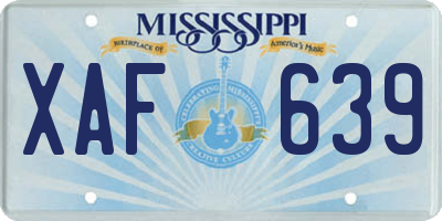 MS license plate XAF639