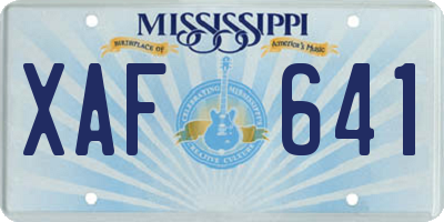 MS license plate XAF641