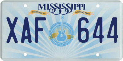 MS license plate XAF644