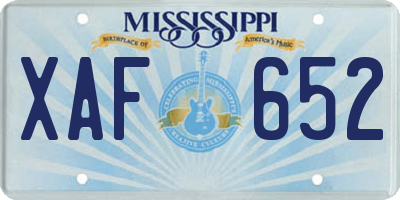 MS license plate XAF652