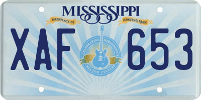 MS license plate XAF653