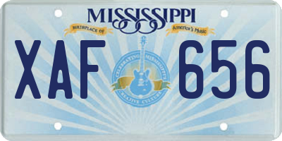 MS license plate XAF656