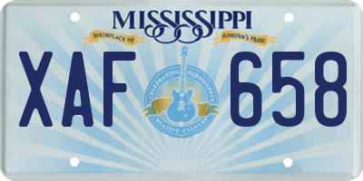 MS license plate XAF658