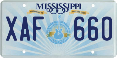 MS license plate XAF660
