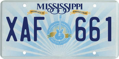 MS license plate XAF661