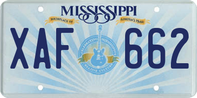 MS license plate XAF662