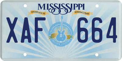 MS license plate XAF664