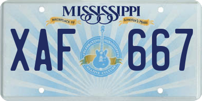 MS license plate XAF667