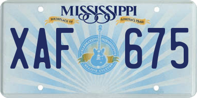 MS license plate XAF675