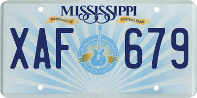 MS license plate XAF679