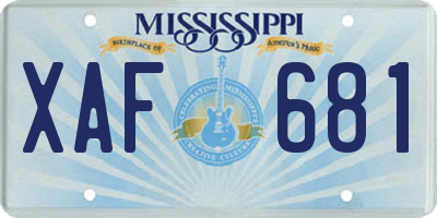 MS license plate XAF681