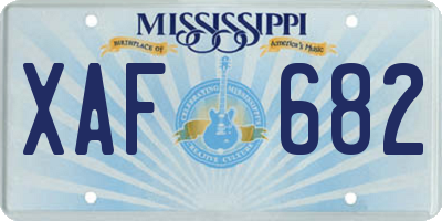 MS license plate XAF682