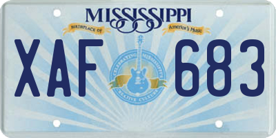 MS license plate XAF683