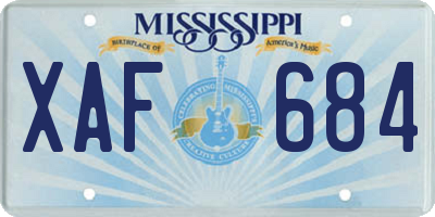 MS license plate XAF684