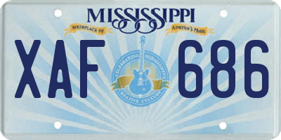 MS license plate XAF686